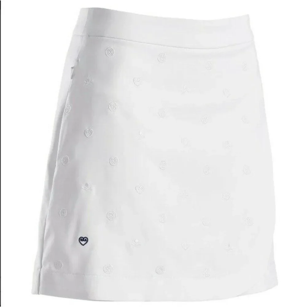 G/Fore Womens Skull/Heart Embroidered Skort 10 Snow White Golf GFore NWT